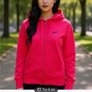 Nike Hot Pink Full-Zip Hoodie with Black Swoosh